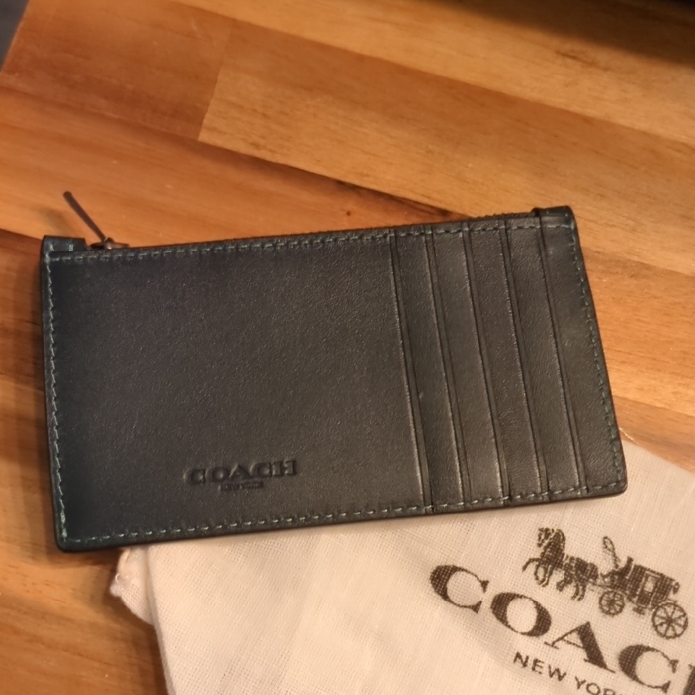 Coach Varsity Green Card Holder/Wallet